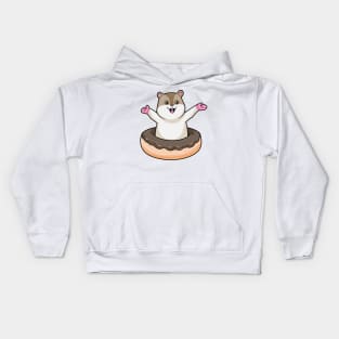 Hamster with Chocolate Donut Kids Hoodie